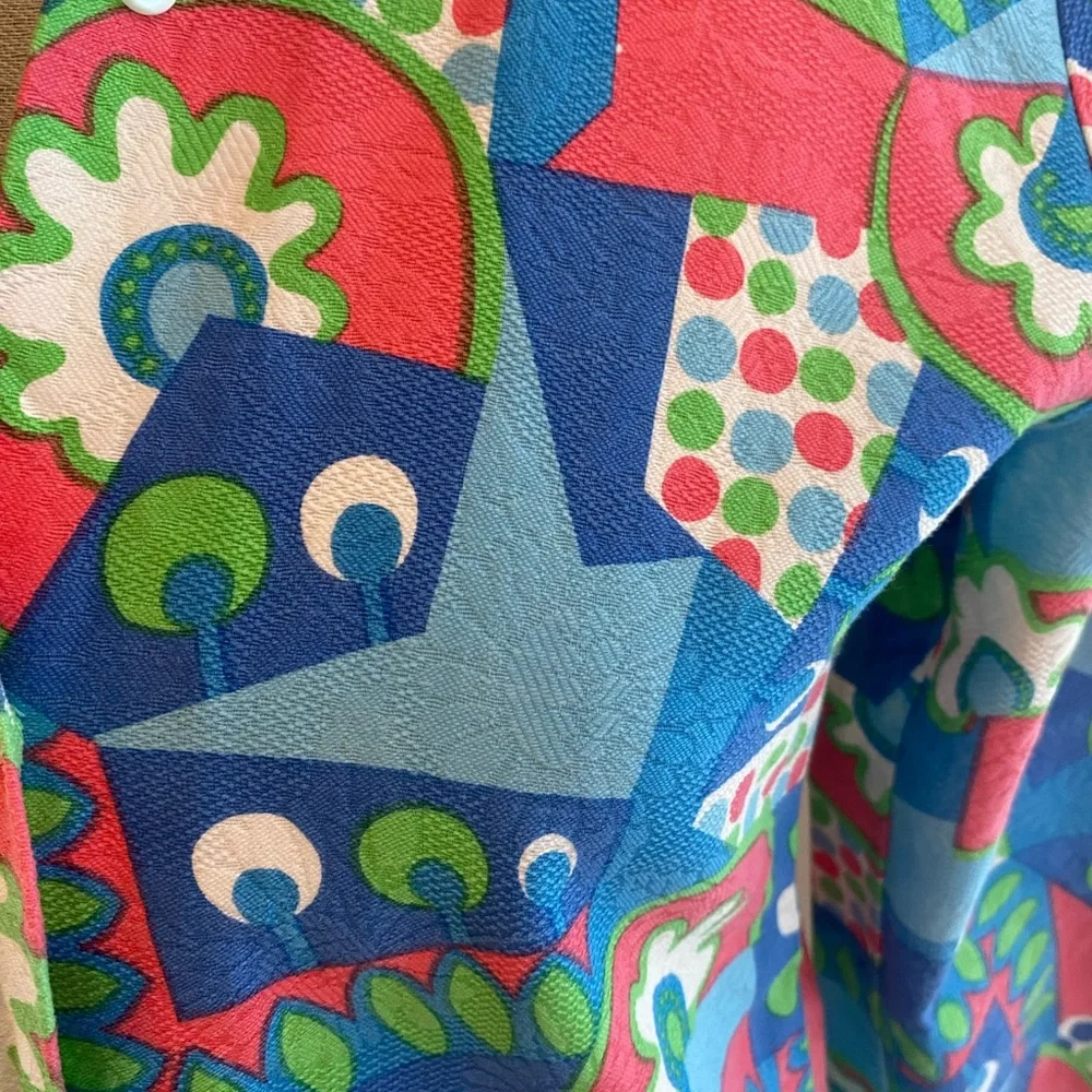 70s Colorful Vintage Shirt with Fun Patterns Pressed Cotton XS